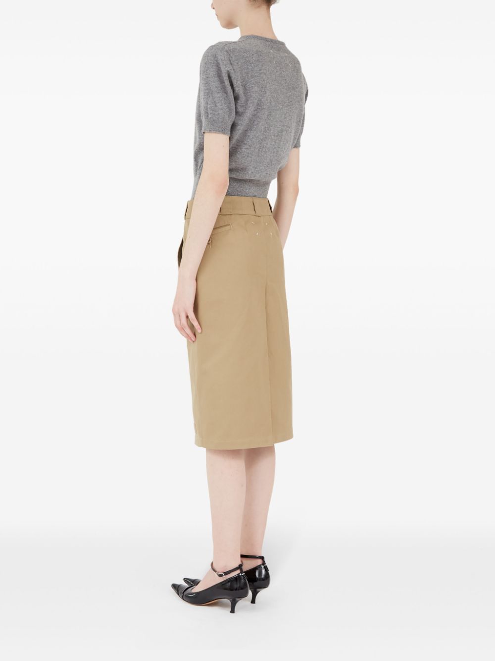 Maison Margiela Skater Chino Midi Skirt In Camel