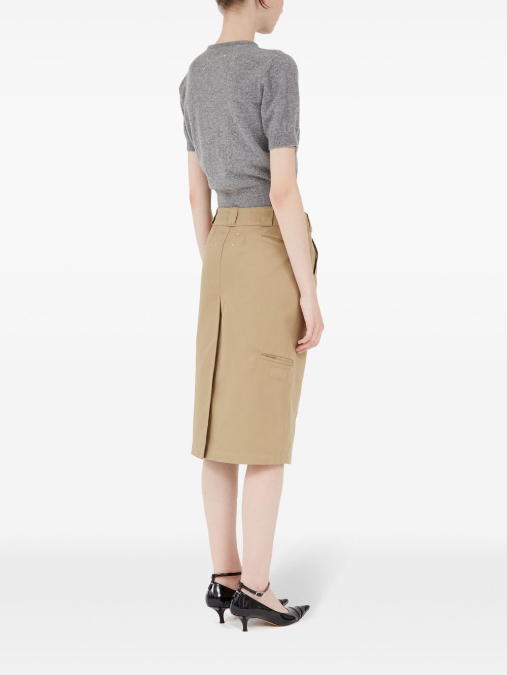 Maison Margiela Skater Chino Midi Skirt In Camel