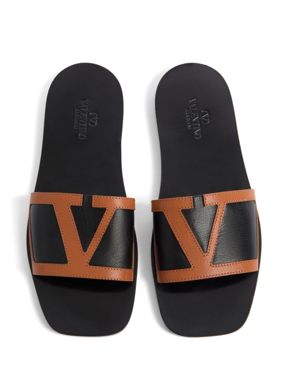 Valentino Garavani Viva Superstar Leather Slide Sandals - Black