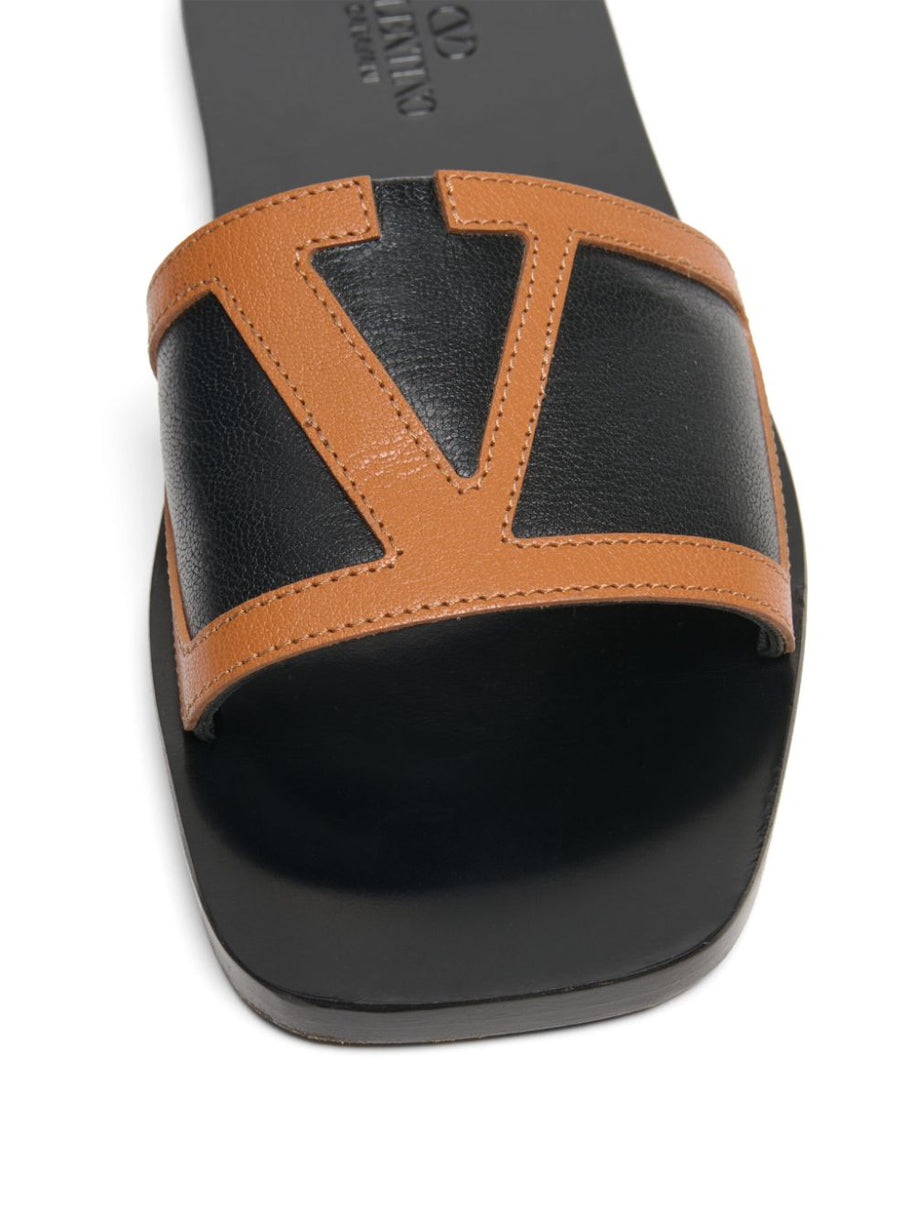 Valentino Garavani Viva Superstar Leather Slide Sandals - Black