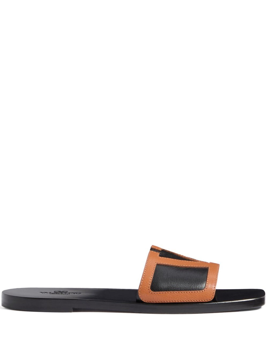 Valentino Garavani Viva Superstar Leather Slide Sandals - Black