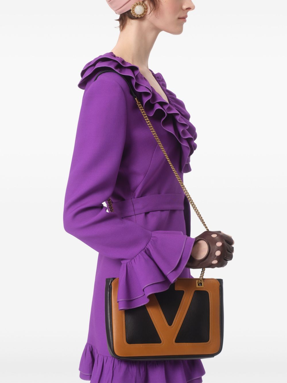Valentino Wool And Silk Blend Mini Dress In Purple