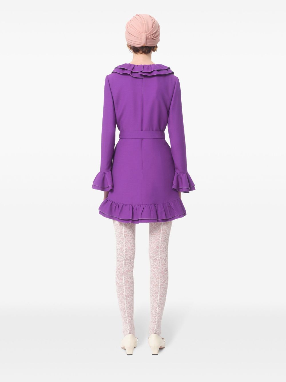 Valentino Wool And Silk Blend Mini Dress In Purple