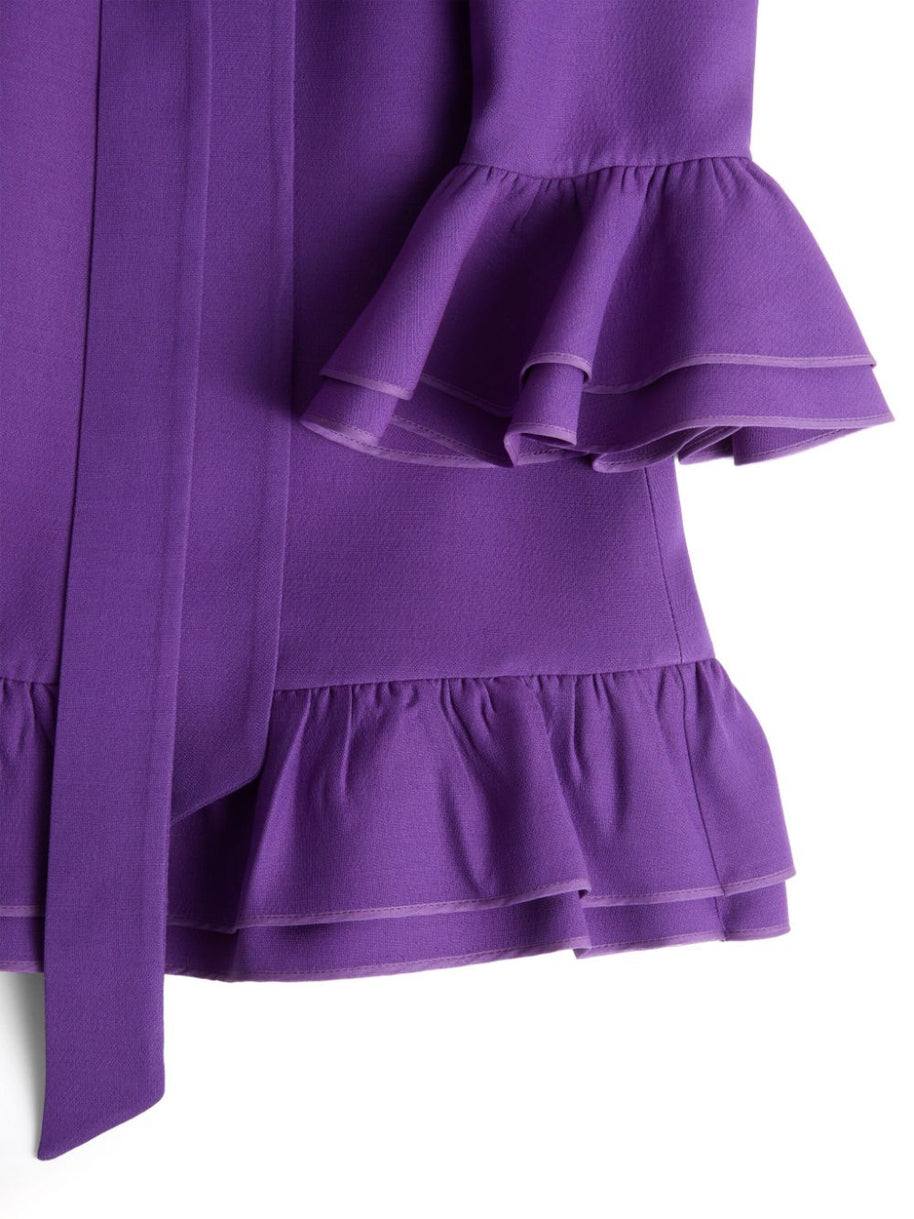 Valentino Wool And Silk Blend Mini Dress In Purple