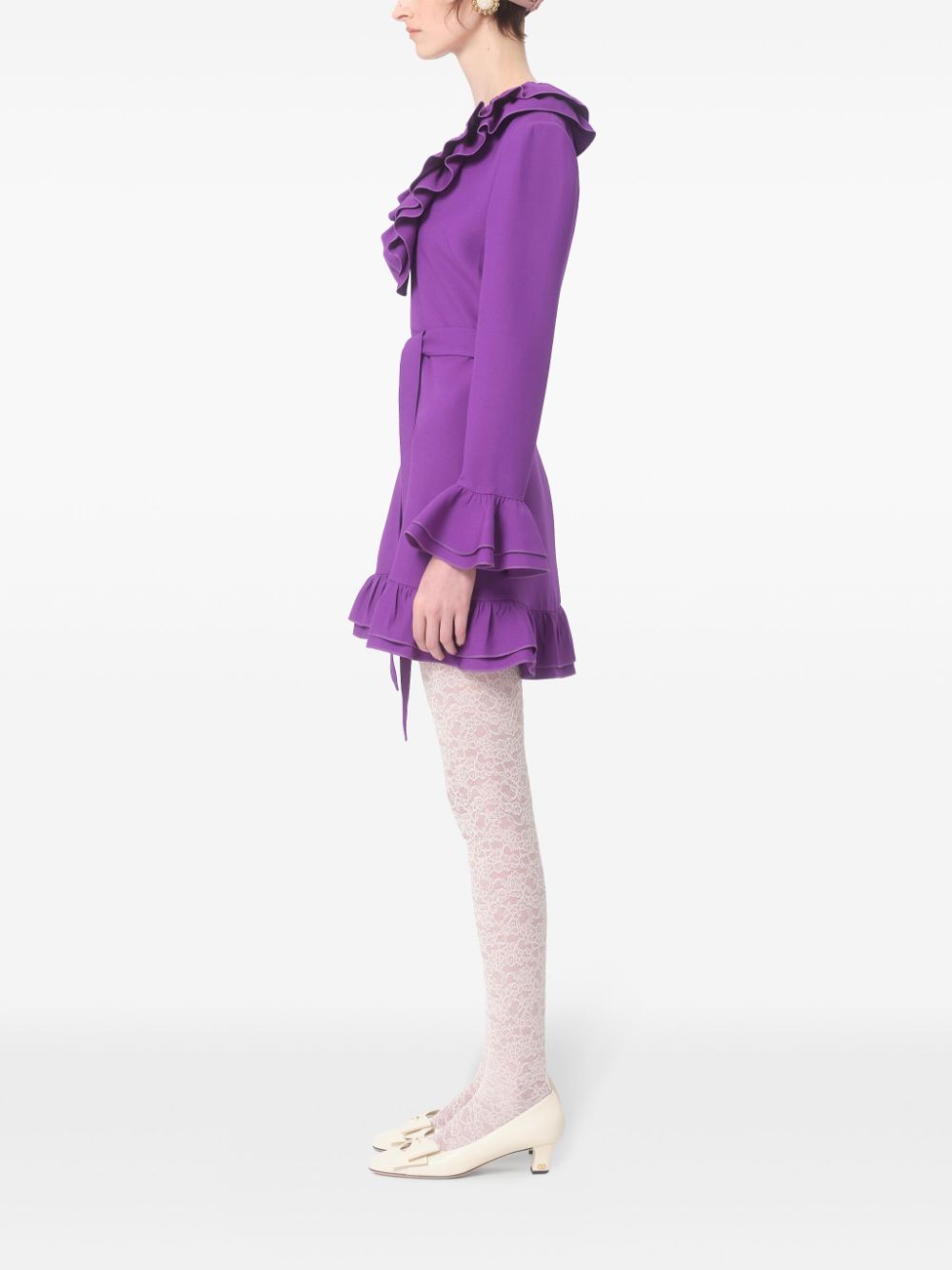 Valentino Wool And Silk Blend Mini Dress In Purple