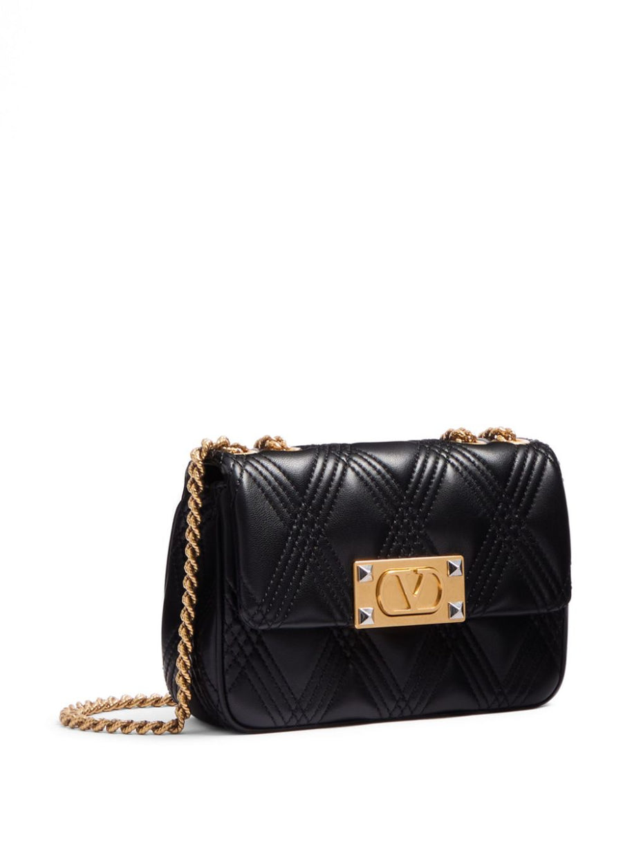 Valentino Garavani Quiltie 67 Small Leather Shoulder Bag - Black