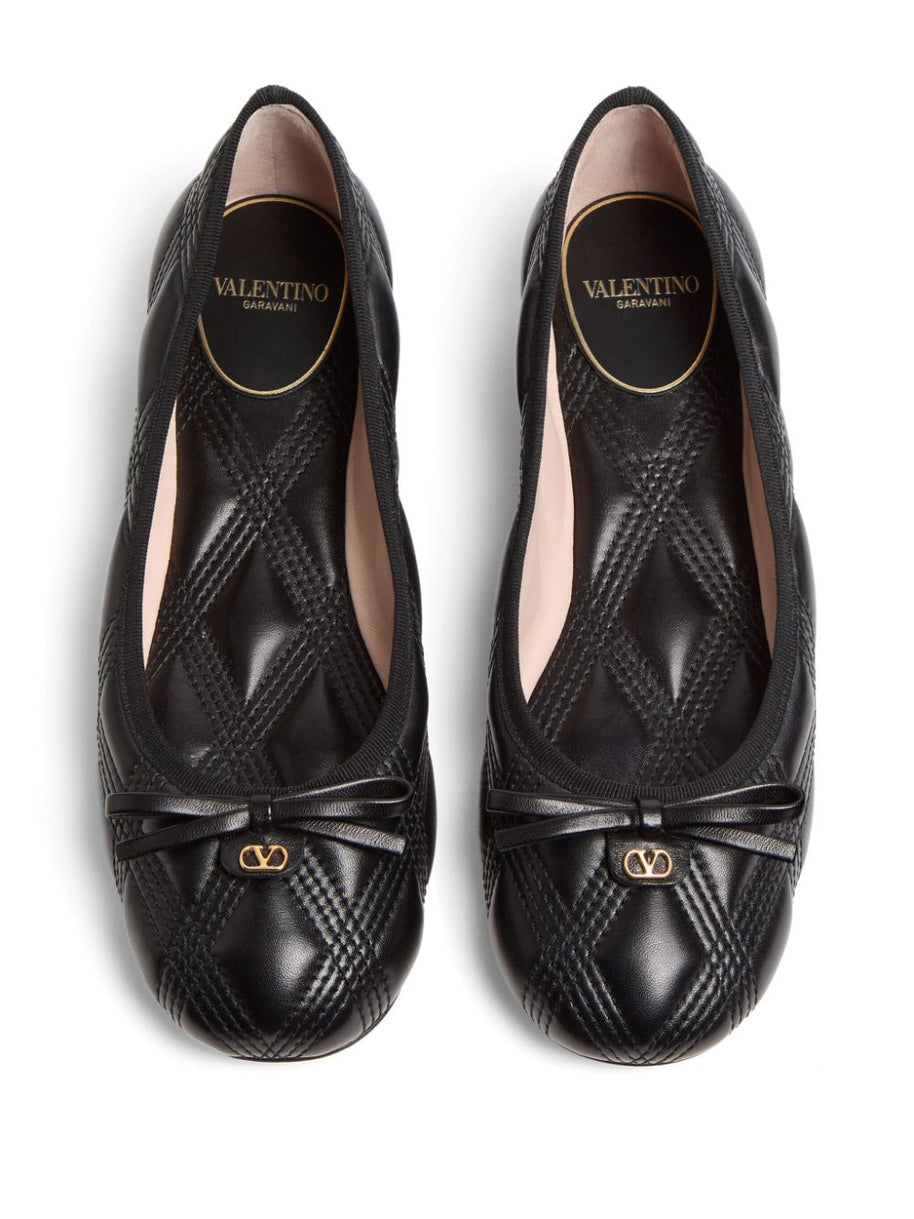Valentino Garavani Quiltie 67 Leather Ballet Flats - Black
