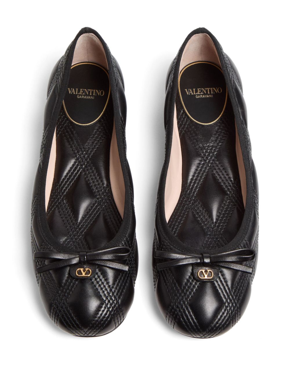 Valentino Garavani Quiltie 67 Leather Ballet Flats - Black