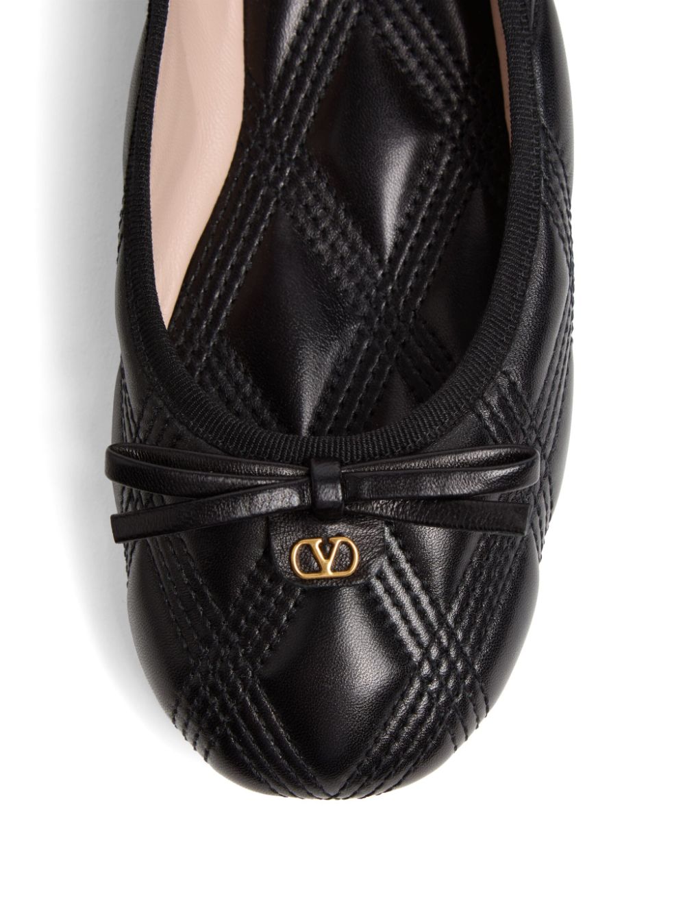 Valentino Garavani Quiltie 67 Leather Ballet Flats - Black