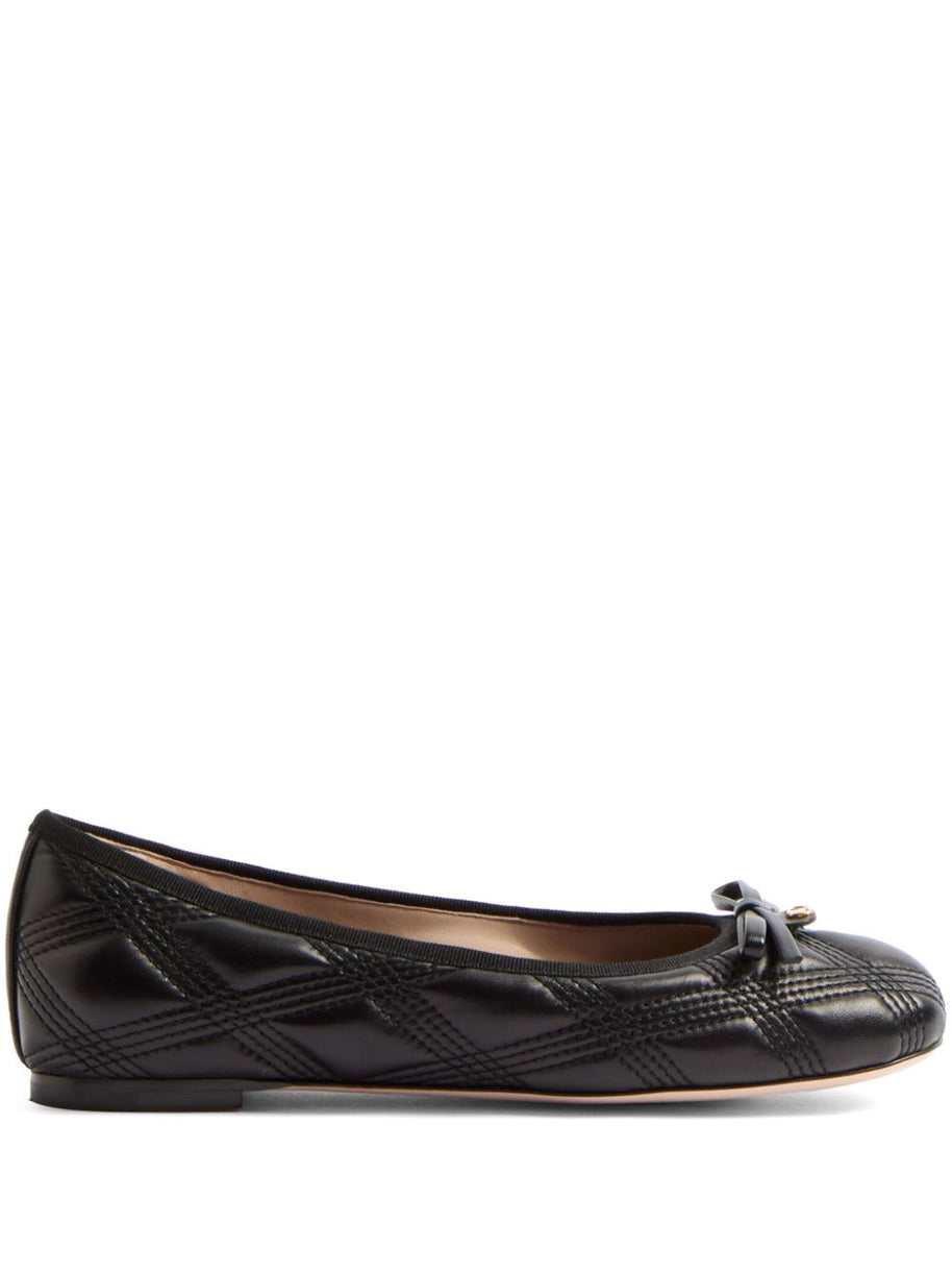 Valentino Garavani Quiltie 67 Leather Ballet Flats - Black