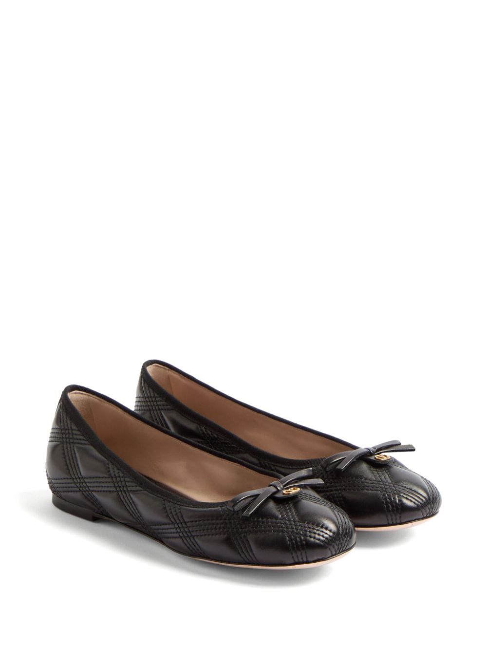 Valentino Garavani Quiltie 67 Leather Ballet Flats - Black