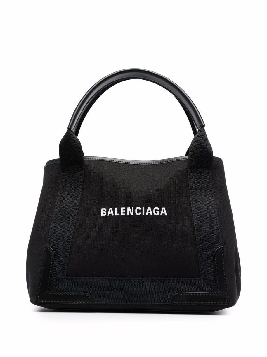Balenciaga Navy Cabas Small Canvas Tote Bag - Black