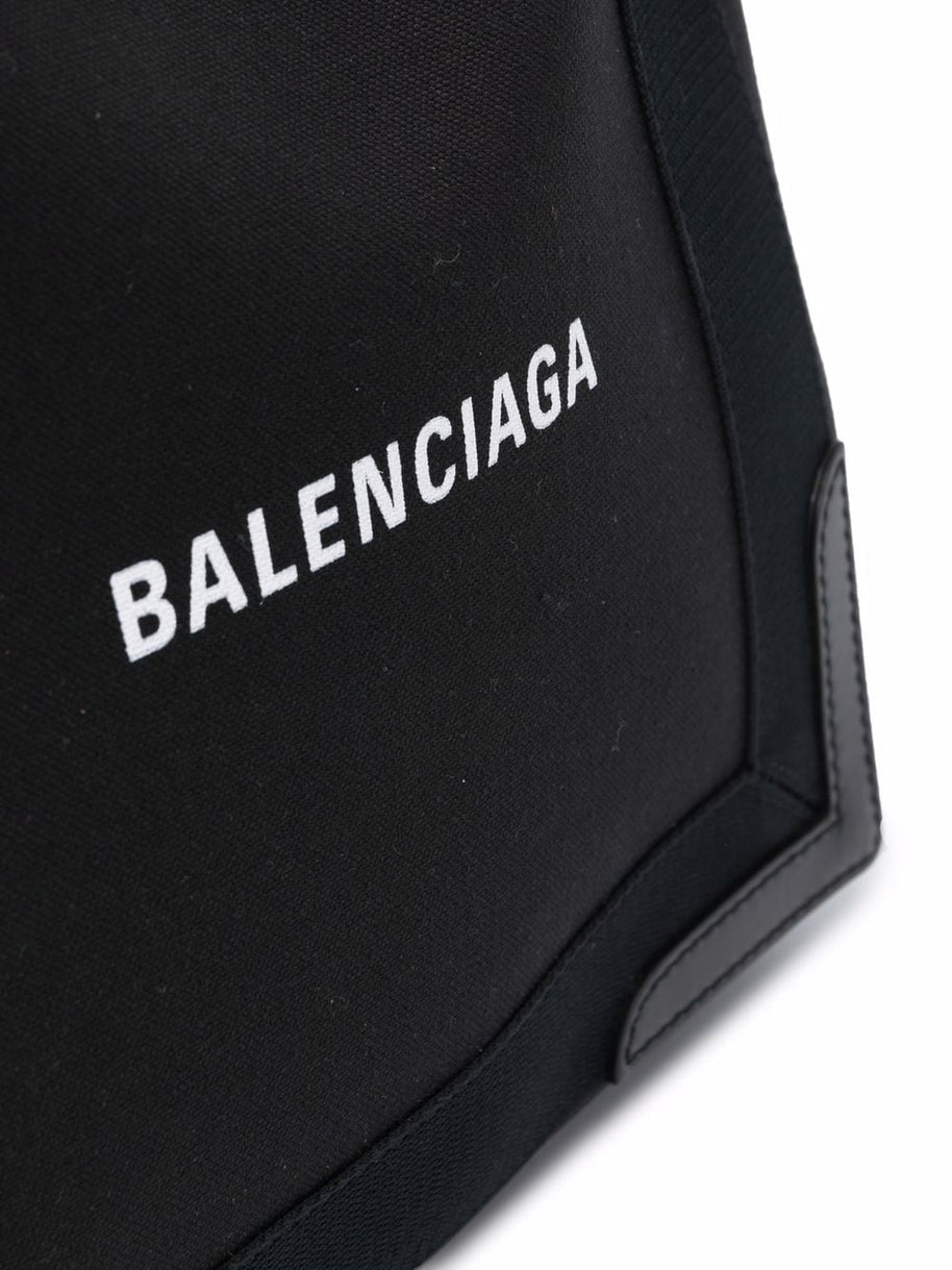 Balenciaga Navy Cabas Small Canvas Tote Bag - Black