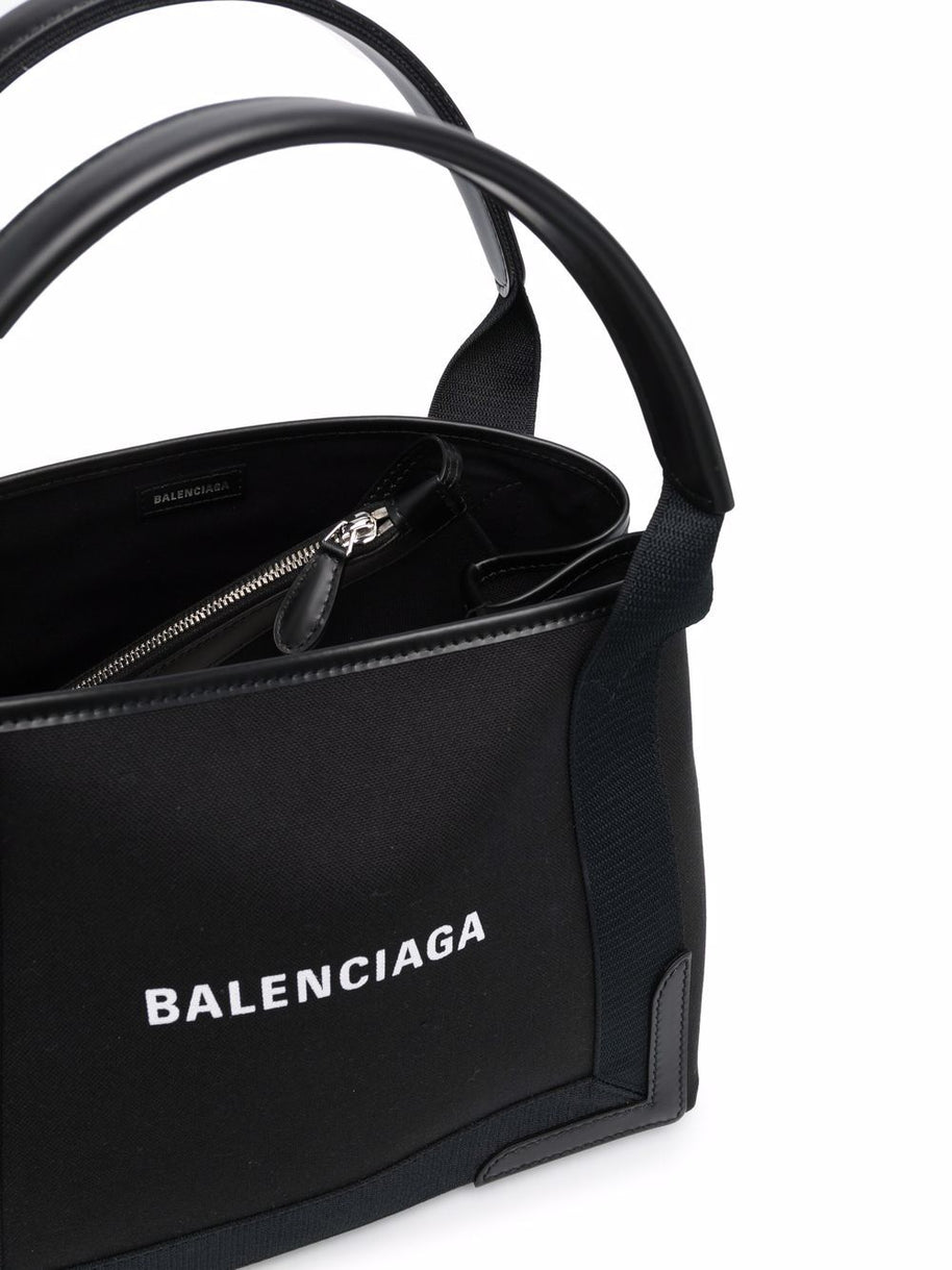Balenciaga Navy Cabas Small Canvas Tote Bag - Black