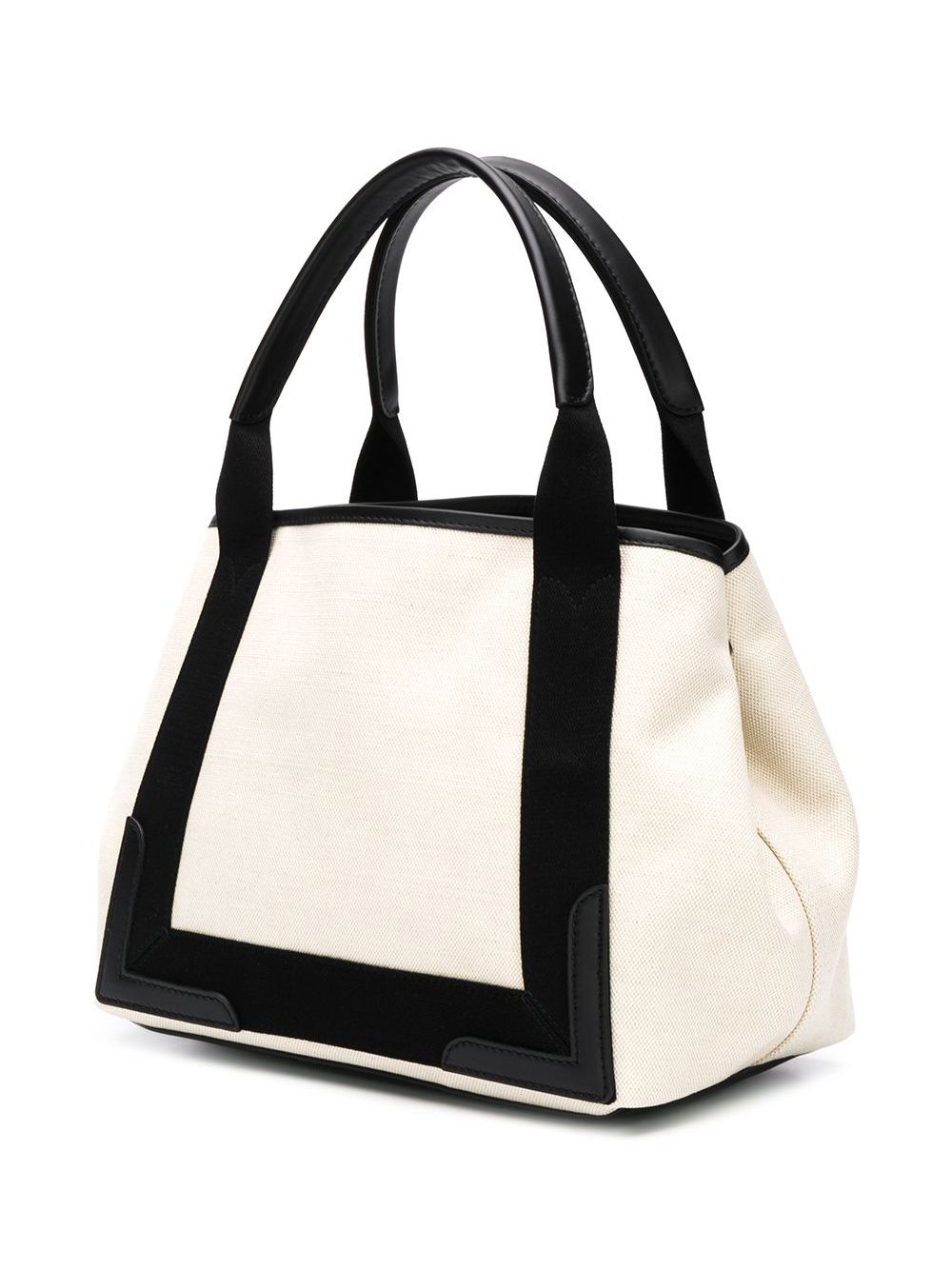 Balenciaga Navy Cabas Small Canvas Tote Bag - White