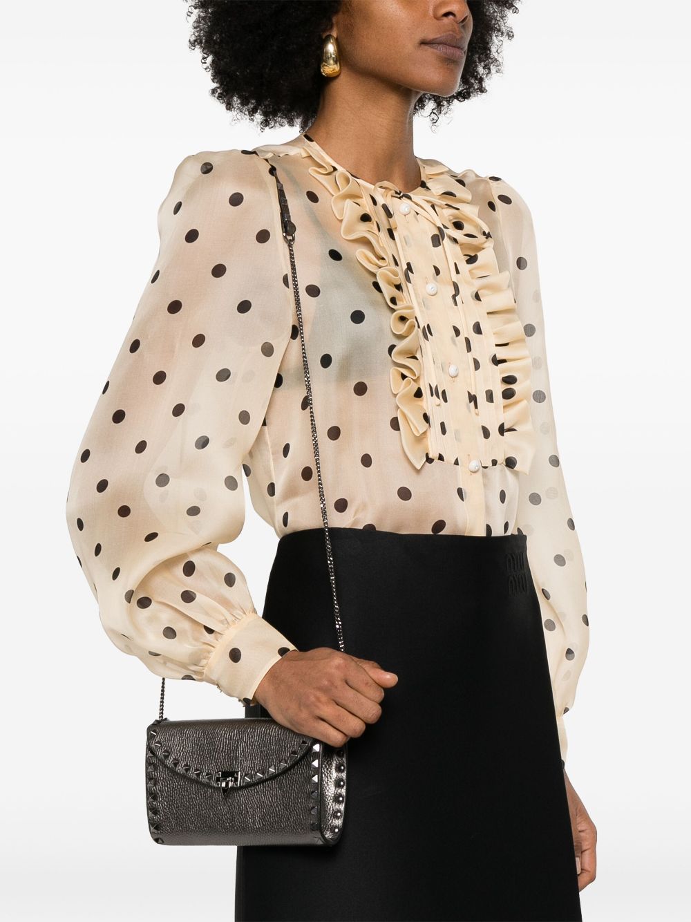 Valentino Garavani Leather Rockstud Mini Bag With Strap