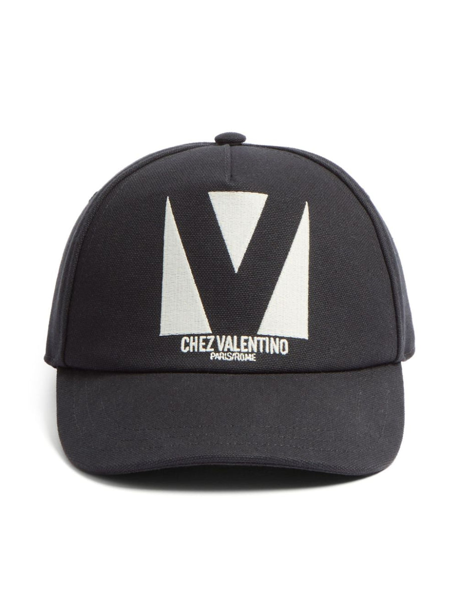 Valentino Garavani Chez Valentino Cotton Baseball Cap - Black