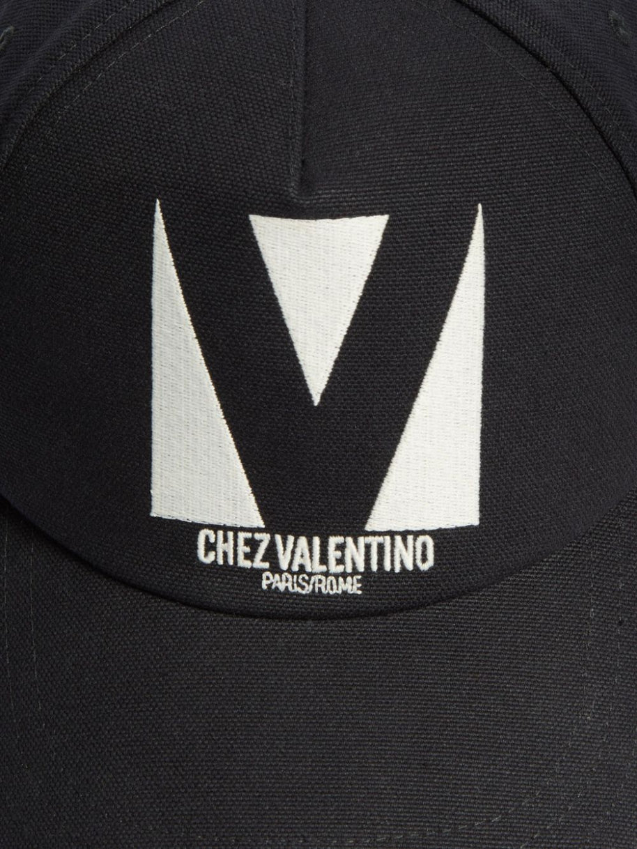 Valentino Garavani Chez Valentino Cotton Baseball Cap - Black