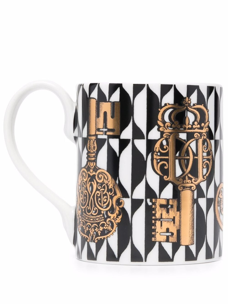 Fornasetti Porcelain Ancient Golden Keys Cup