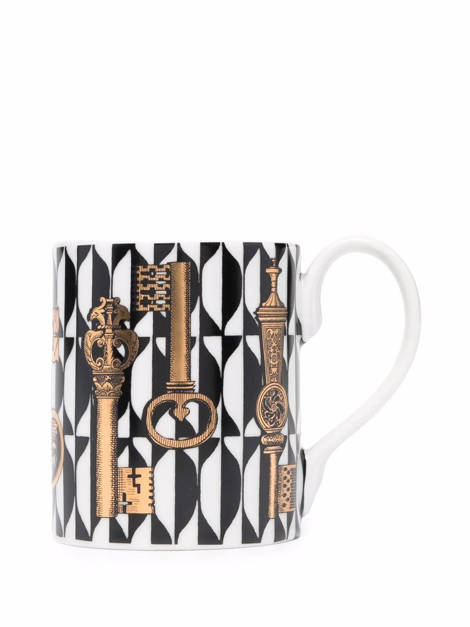 Fornasetti Porcelain Ancient Golden Keys Cup