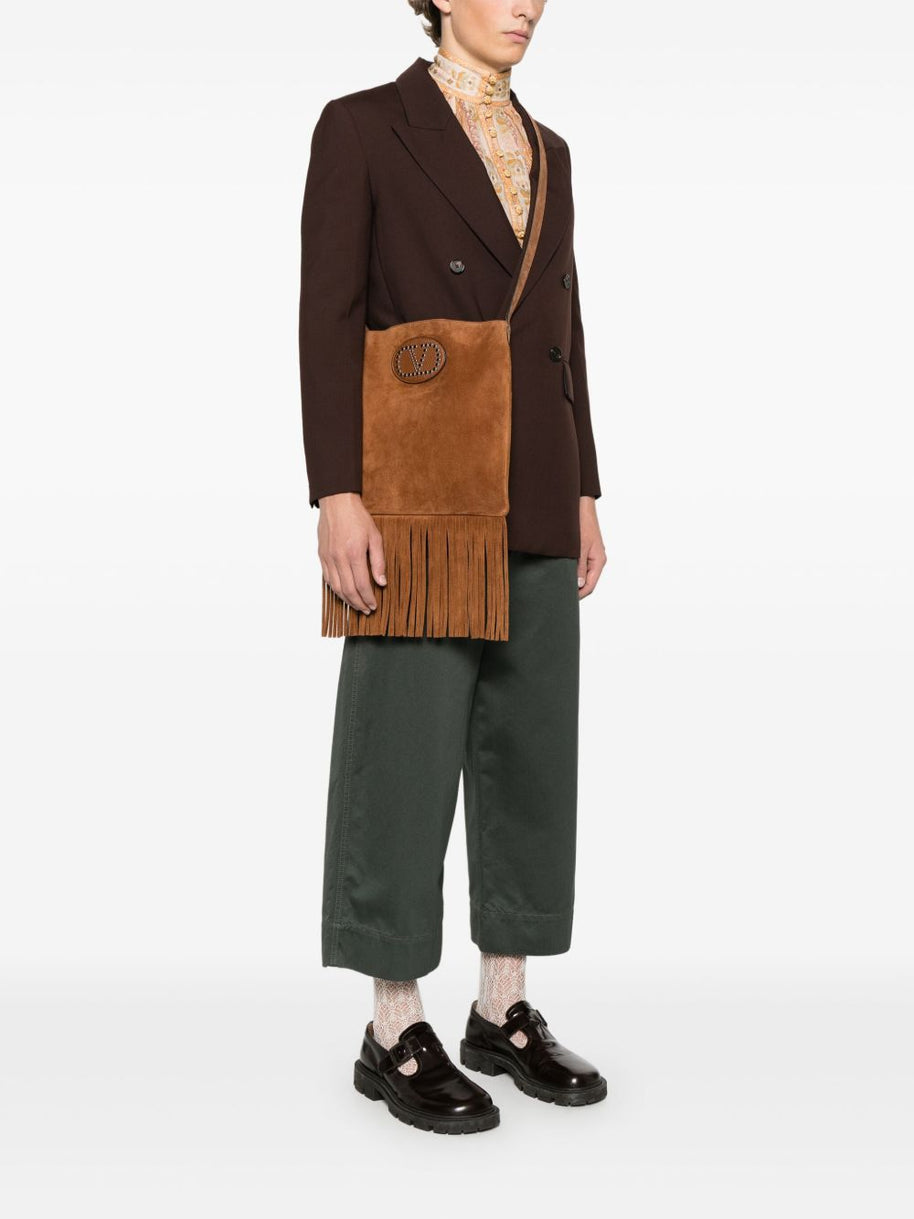 Valentino Garavani Nellcote Suede Leather Crossbody Bag - Leather Brown
