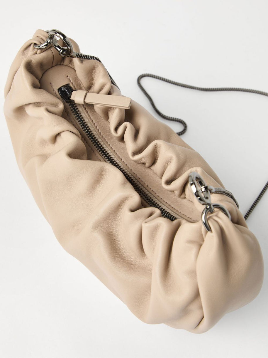 Brunello Cucinelli Soft Leather Shoulder Bag In Beige