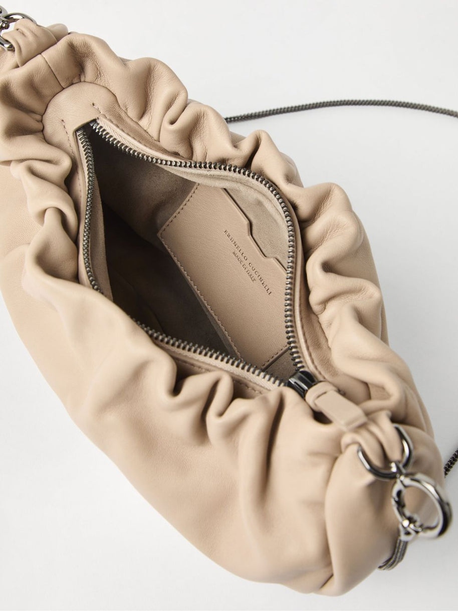 Brunello Cucinelli Soft Leather Shoulder Bag In Beige