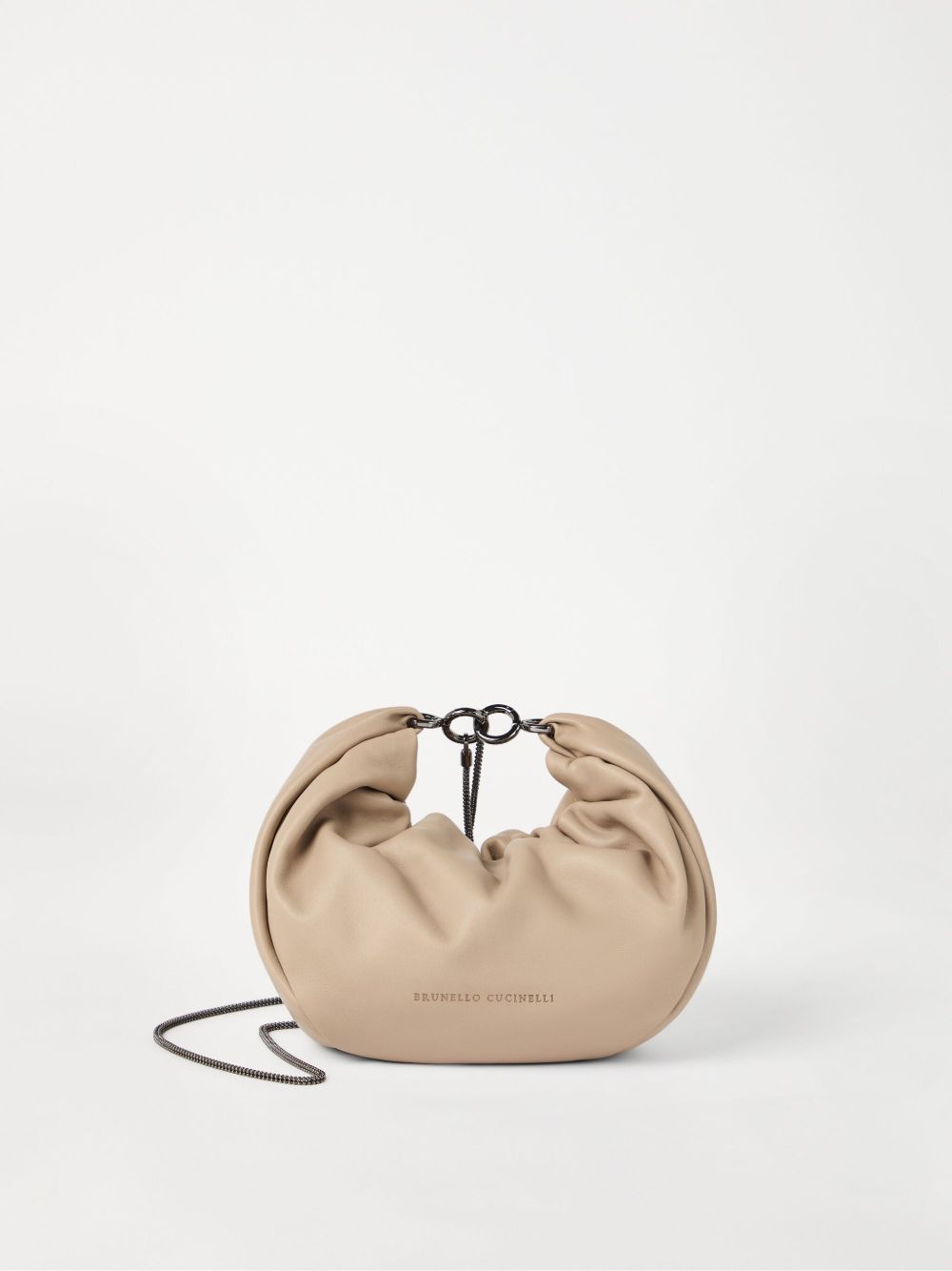 Brunello Cucinelli Soft Leather Shoulder Bag In Beige