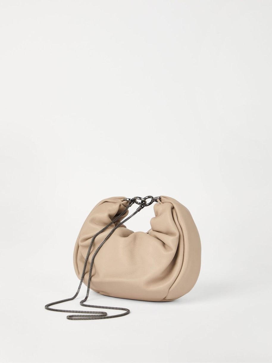 Brunello Cucinelli Soft Leather Shoulder Bag In Beige