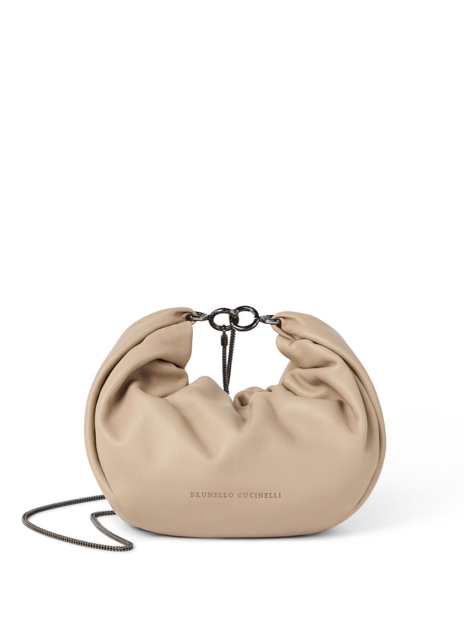Brunello Cucinelli Soft Leather Shoulder Bag In Beige