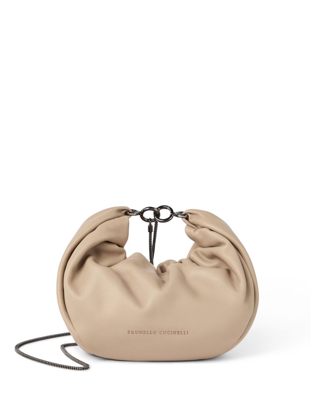 Brunello Cucinelli Soft Leather Shoulder Bag In Beige
