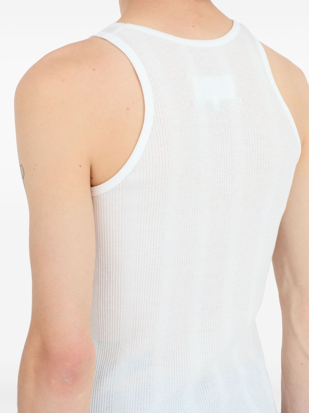 Maison Margiela White Cotton-Lyocell Ribbed Knit Tank Top