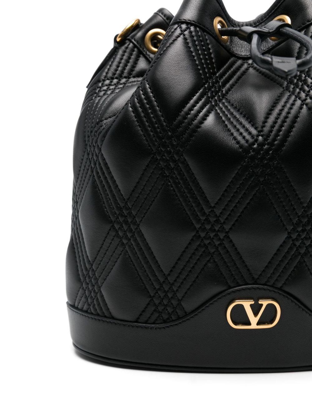 Valentino Garavani Quiltie 67 Leather Bucket Bag - Black