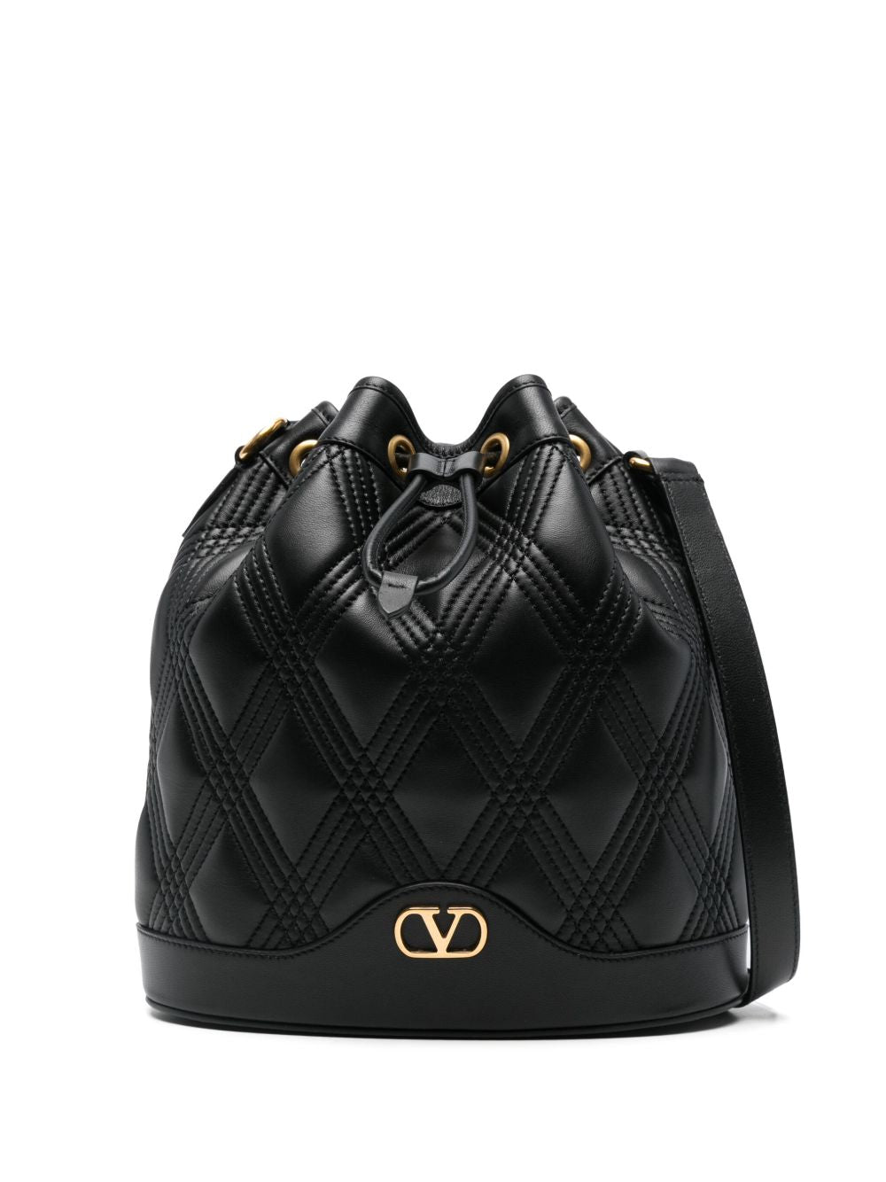 Valentino Garavani Quiltie 67 Leather Bucket Bag - Black