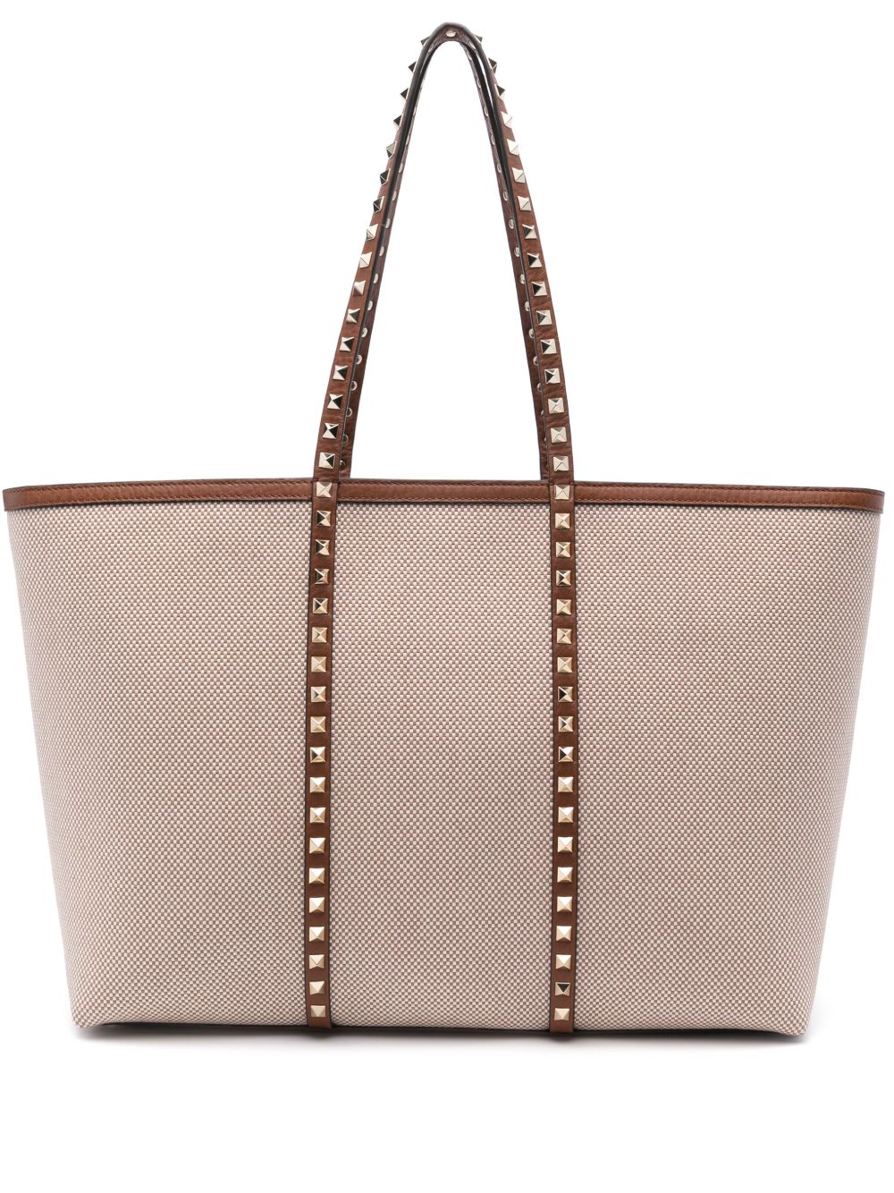 Valentino Garavani Rockstud Canvas Medium Tote - Leather Brown
