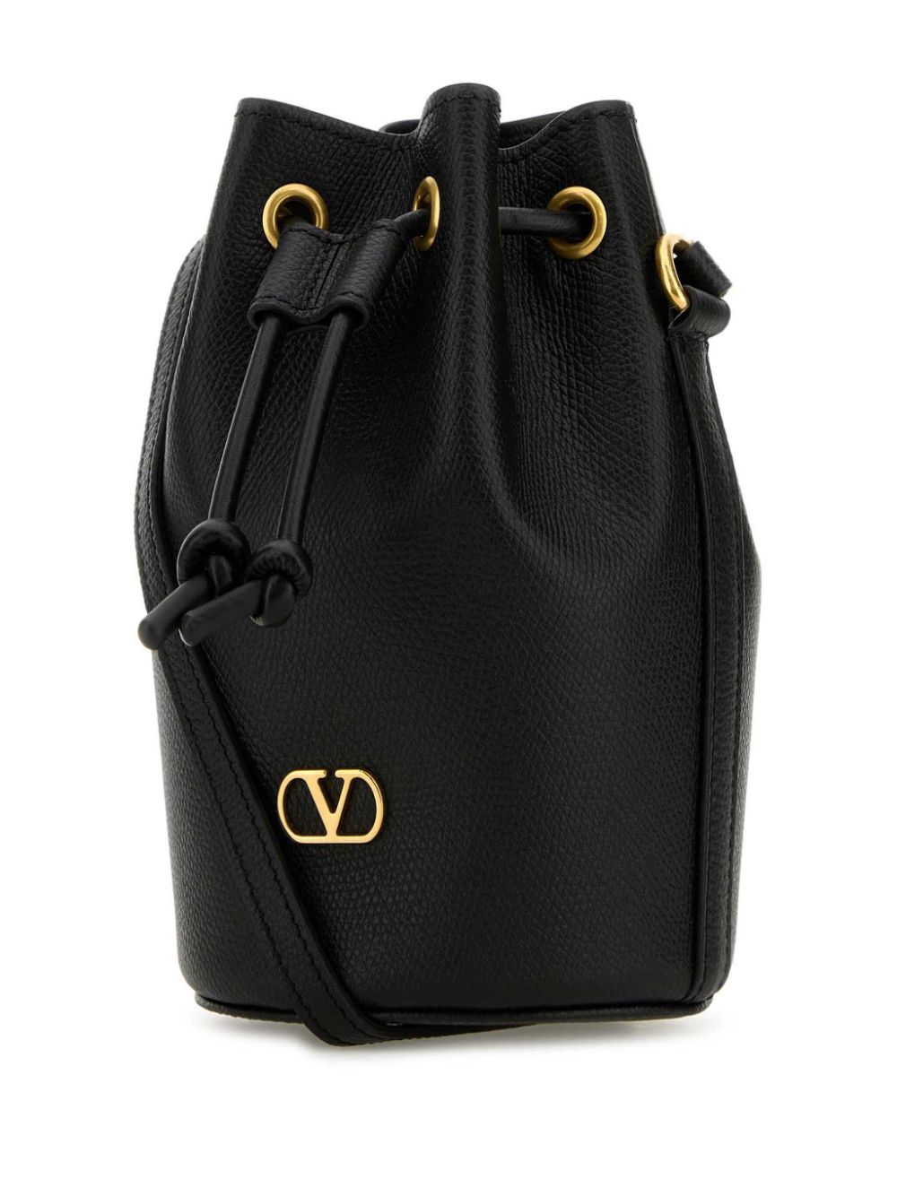 Valentino Garavani VLogo Signature Mini Leather Bucket Bag - Black