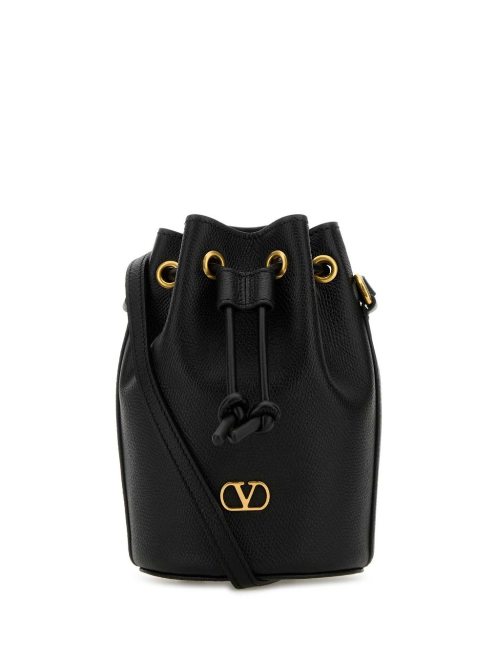 Valentino Garavani VLogo Signature Mini Leather Bucket Bag - Black