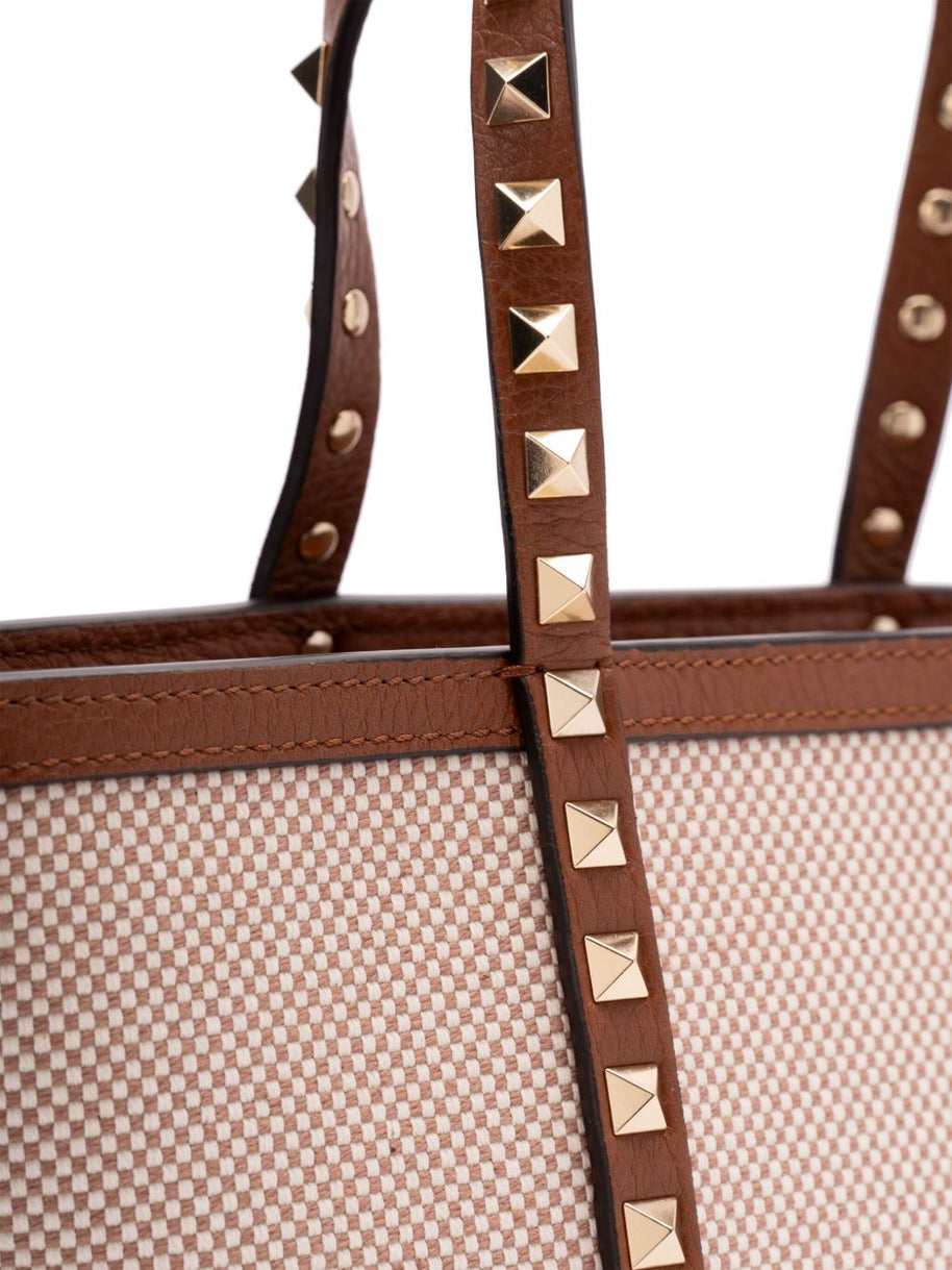 Valentino Garavani Rockstud Canvas Mini Tote - Leather Brown