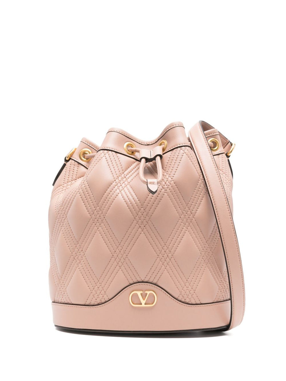 Valentino Garavani Quiltie 67 Leather Bucket Bag - Pink