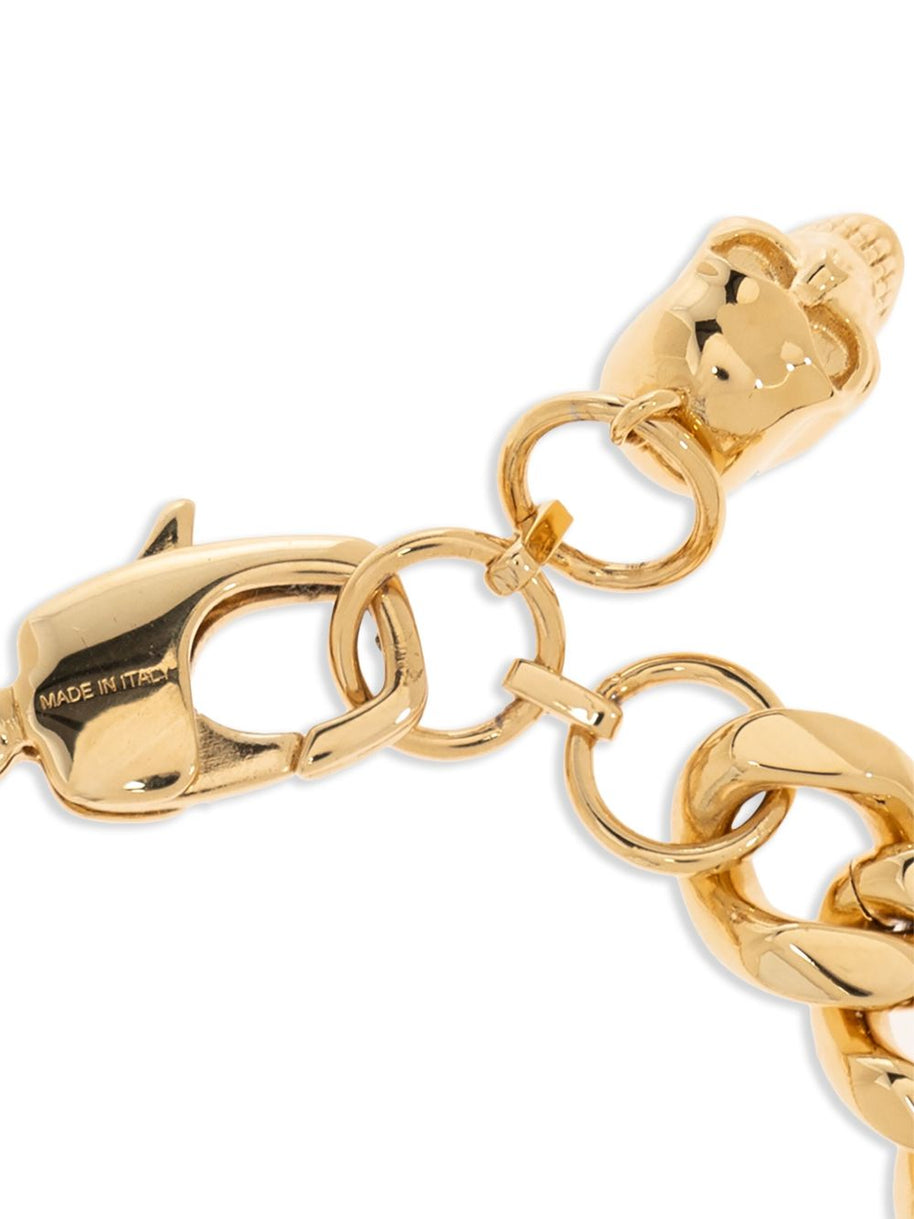 Alexander McQueen Embellished Skull Bracelet In Golden