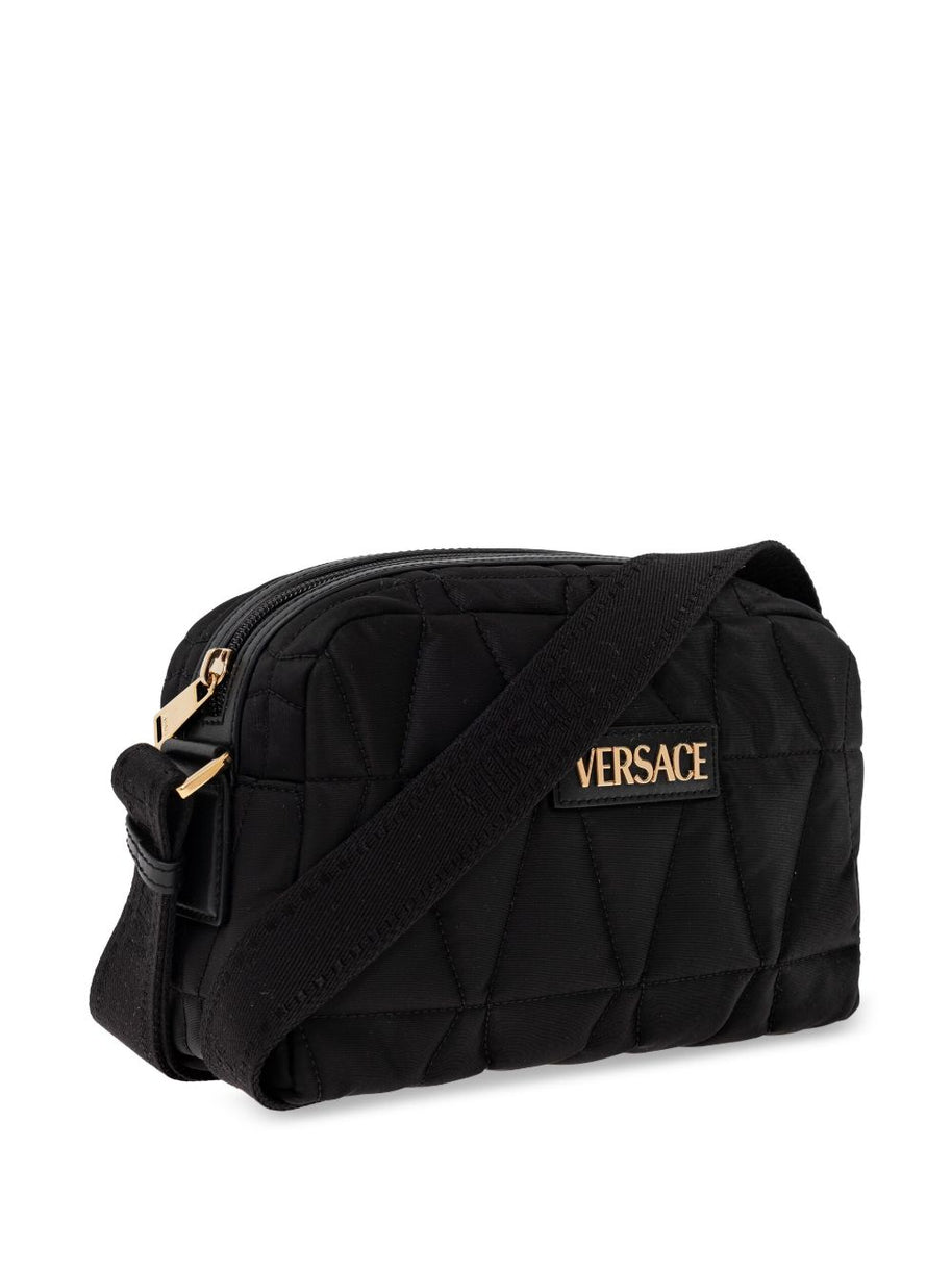 Versace Nylon Quilted Shoulder Bag in Black