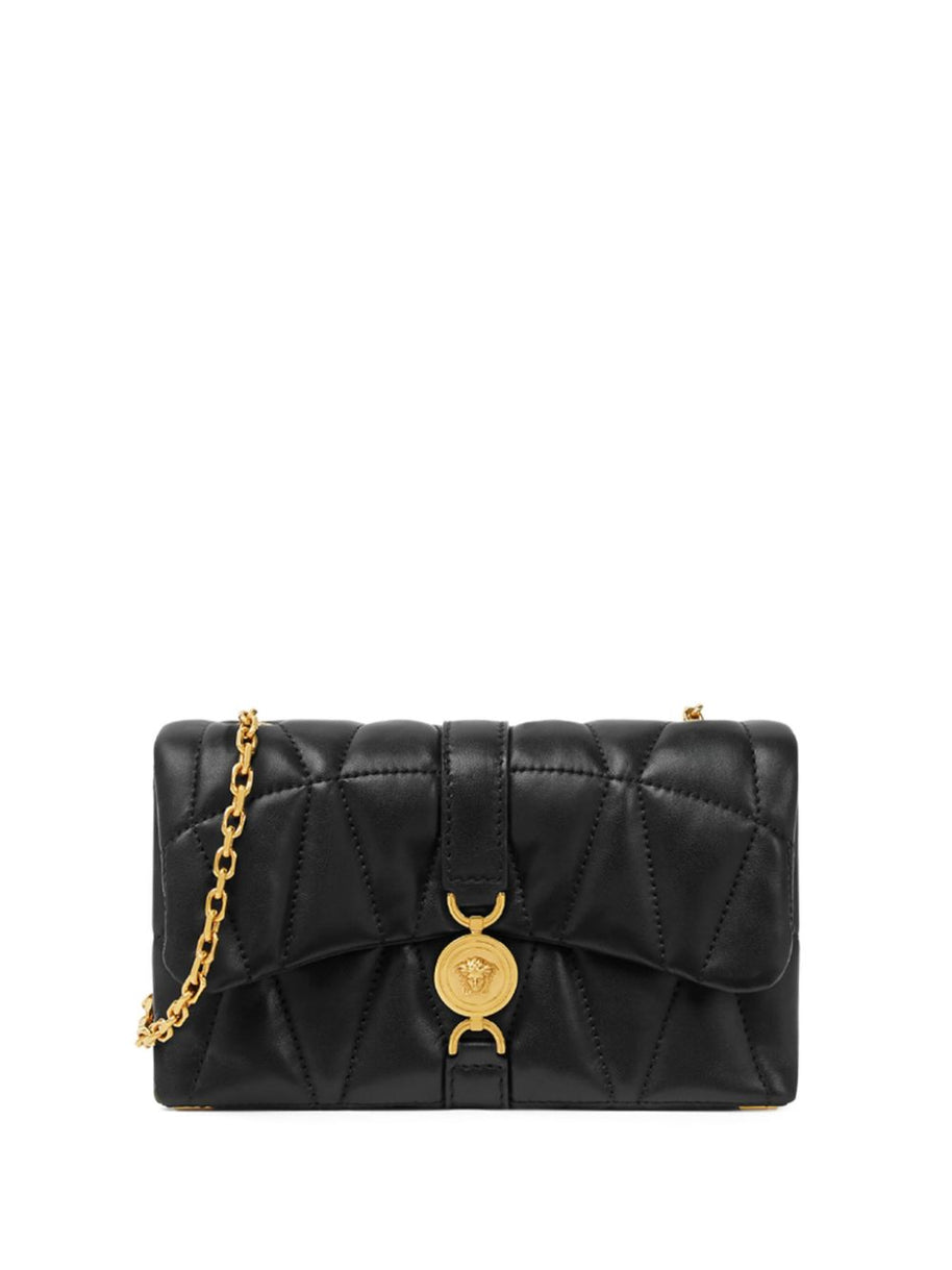 Versace Kleio Quilted Shoulder Bag In Black