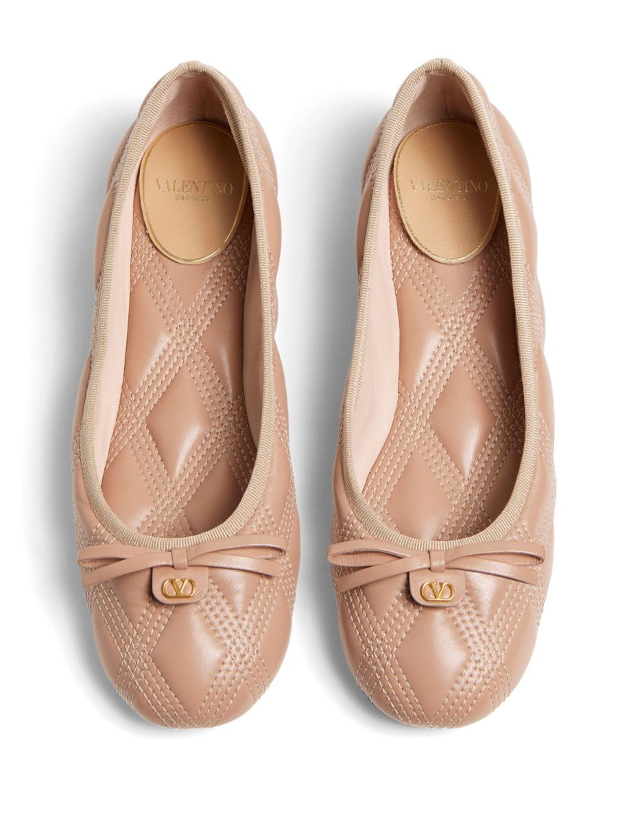 Valentino Garavani Quiltie 67 Leather Ballet Flats - Pink