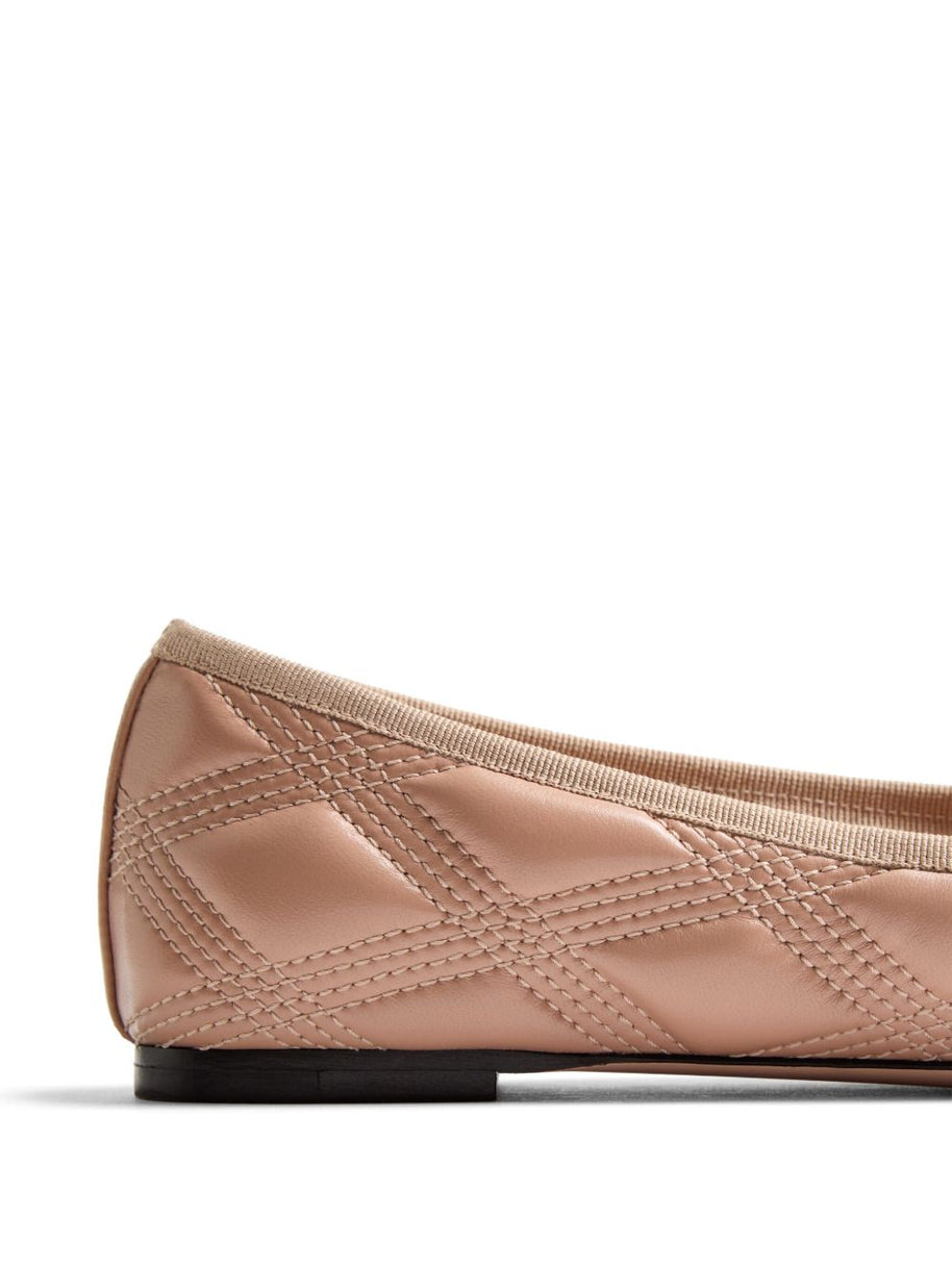 Valentino Garavani Quiltie 67 Leather Ballet Flats - Pink