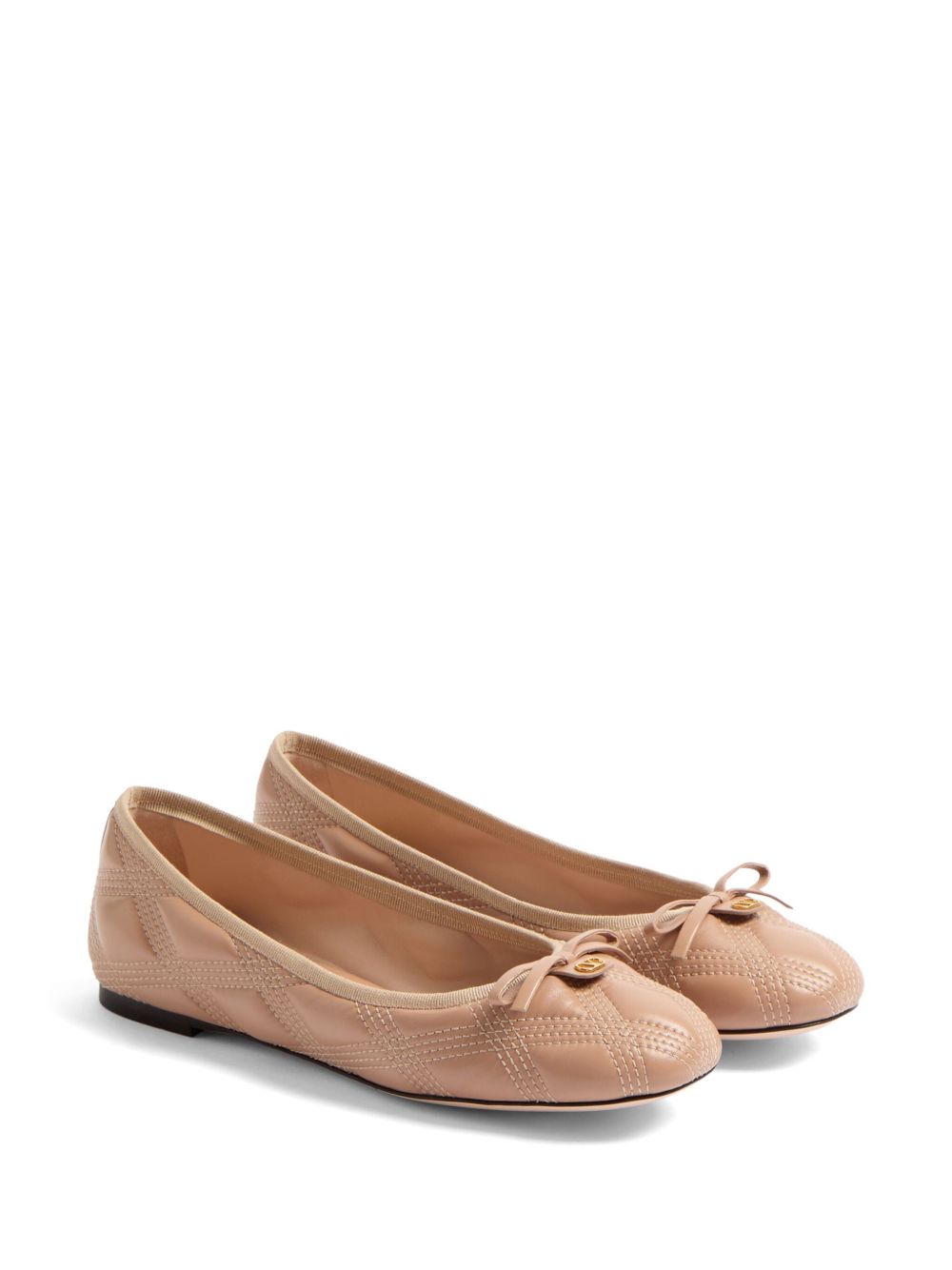 Valentino Garavani Quiltie 67 Leather Ballet Flats - Pink