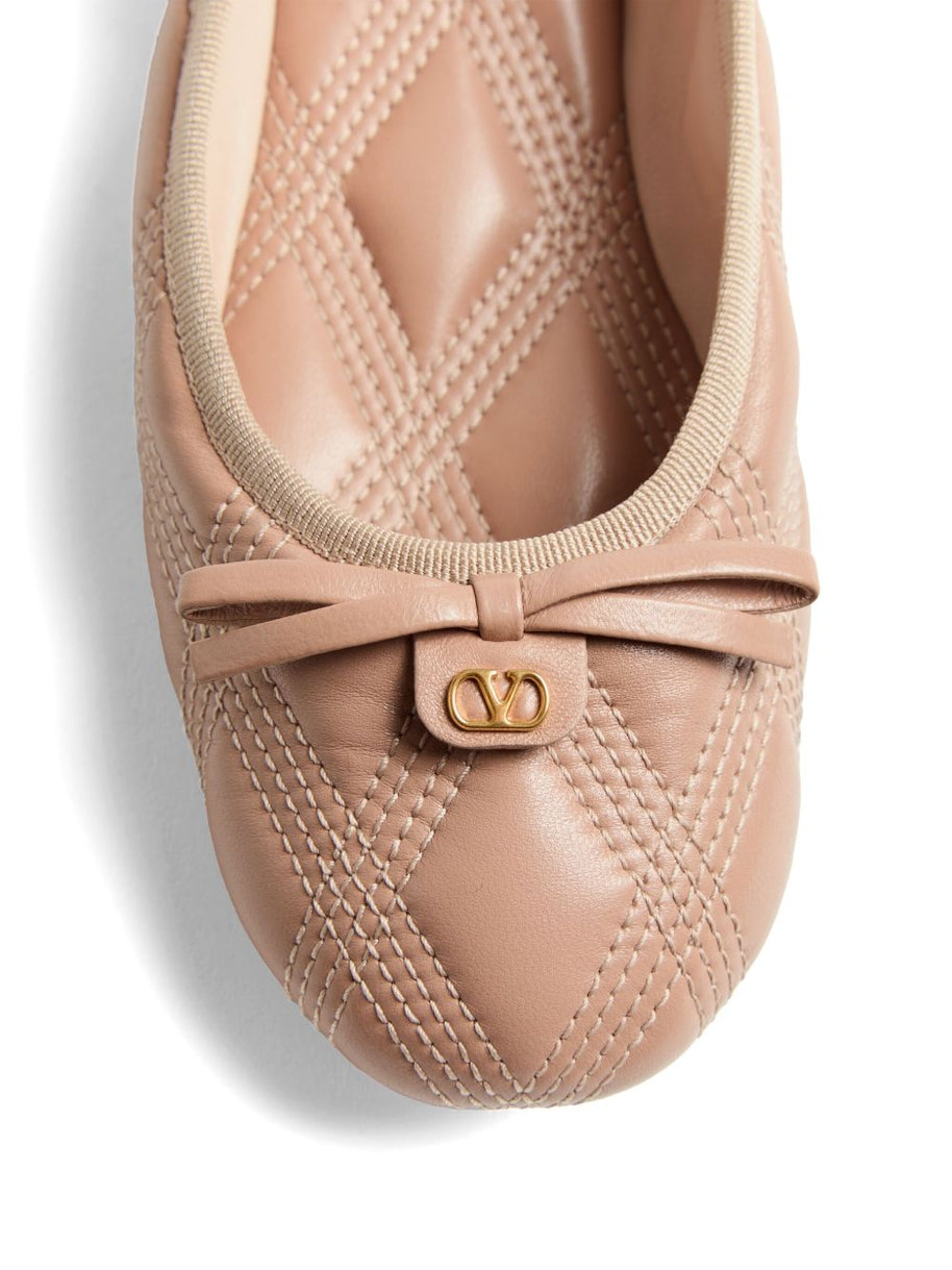 Valentino Garavani Quiltie 67 Leather Ballet Flats - Pink