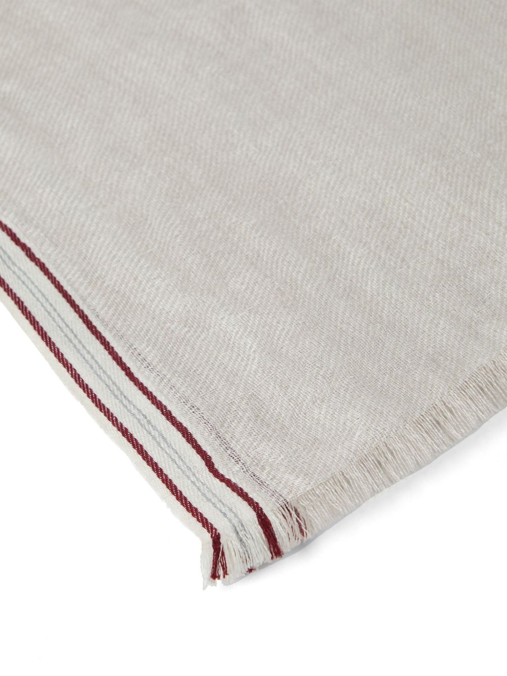 Brunello Cucinelli Silk And Linen Fringed Scarf - Beige