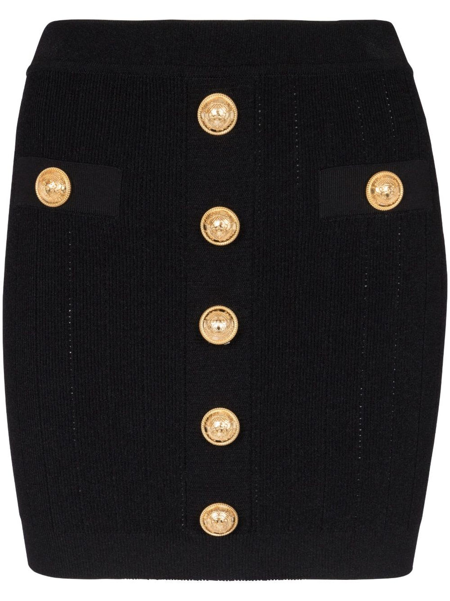 Balmain Knit Mini Skirt In Black