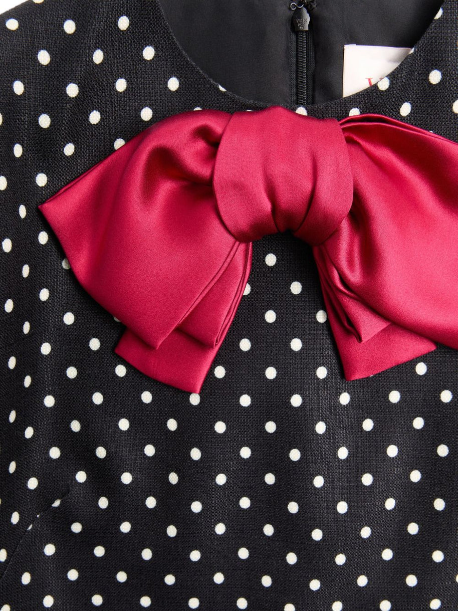 Valentino Polka Dot Print Mini Dress In Black