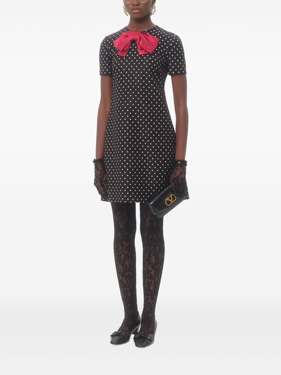 Valentino Polka Dot Print Mini Dress In Black